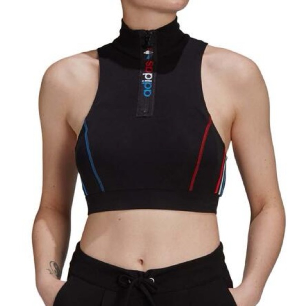 ADIDAS Black Zip-Up Crop Top